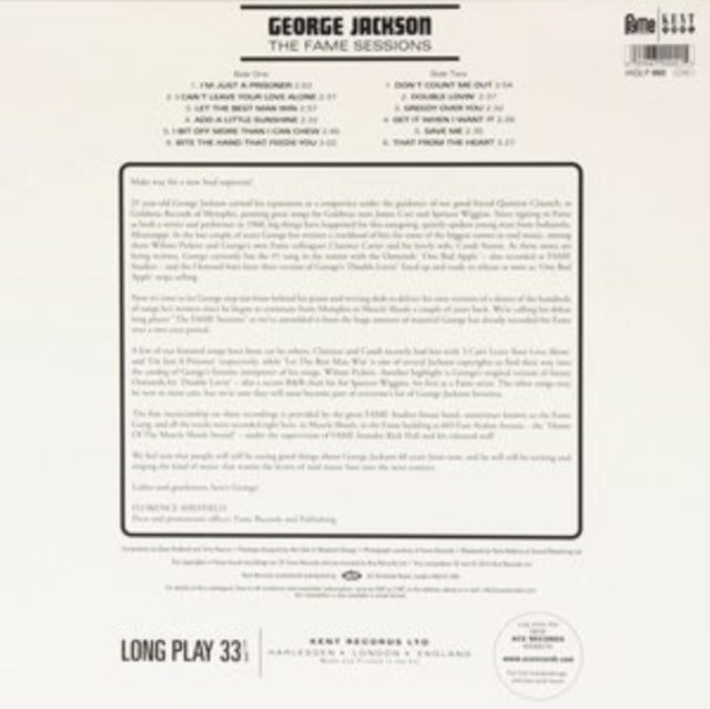 JACKSON, GEORGE | FAME RECORDINGS | VINYL RECORD (LP)