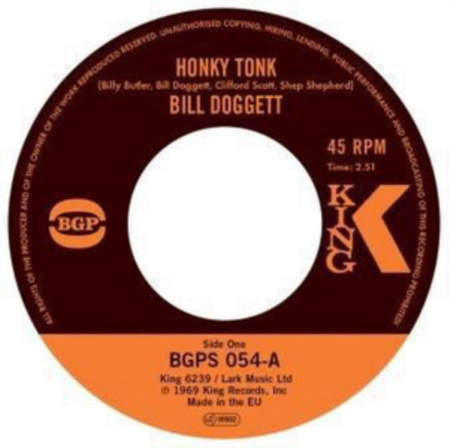 DOGGETT, BILL | HONKY TONK / HONKY TONK POPCORN | 7IN VINYL