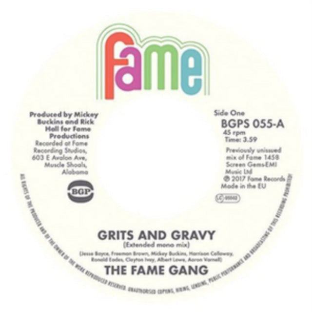 FAME GANG | GRITS & GRAVY (FULL LENGTH MONO) / CRIME DON'T PAY | 7IN VINYL