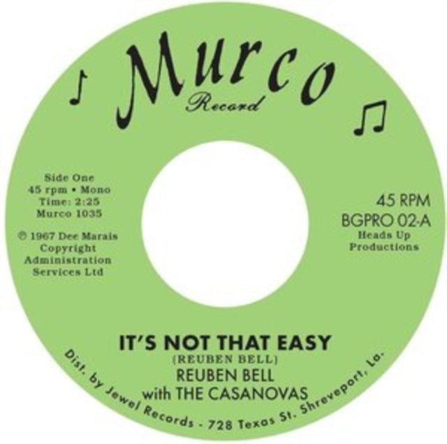 REUBEN, BELL WITH THE CASANOVAS | IT'S NOT THAT EASY / HUMMIN' A SAD SONG | 7IN VINYL