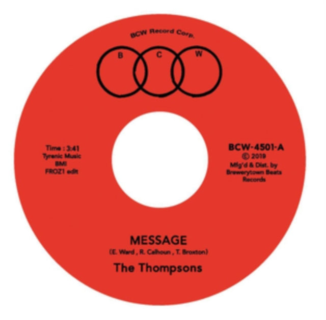 THOMPSONS | MESSAGE (FROZ1 EDIT) B/W I'LL ALWAYS LOVE YOU | 7IN VINYL