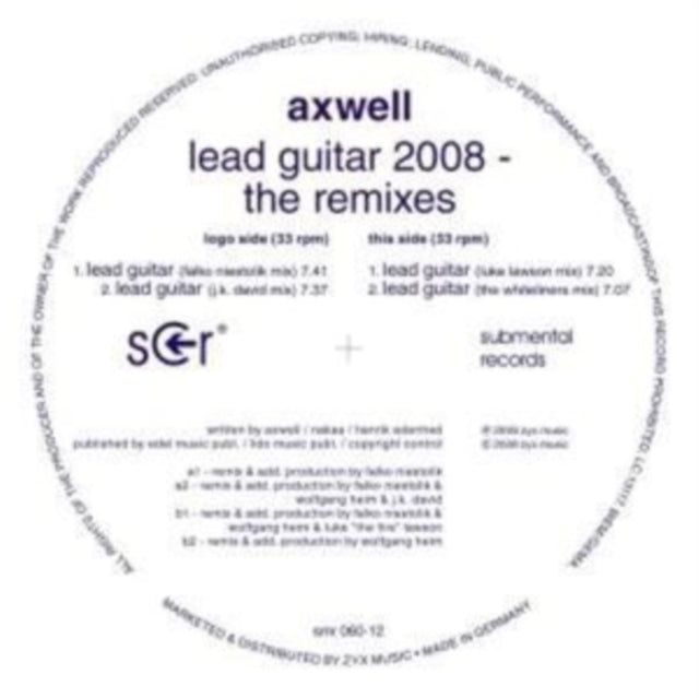 AXWELL | LEAD GUITAR 2008-REMIXES | 12IN VINYL