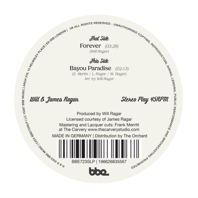 WILL & JAMES RAGAR | FOREVER / BAYOU PARADISE | 7IN VINYL