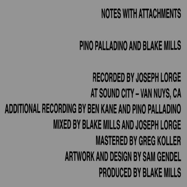 PALLADINO, PINO; BLAKE MILLS | NOTES WITH ATTACHMENTS | VINYL RECORD (LP)