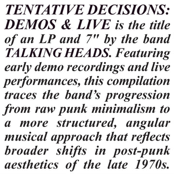 TENTATIVE DECISIONS: DEMOS & LIVE (LP/7 INCH) | VINYL RECORD (LP)