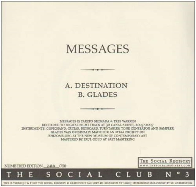MESSAGES | SOCIAL CLUB NÐ„3 | 7IN VINYL