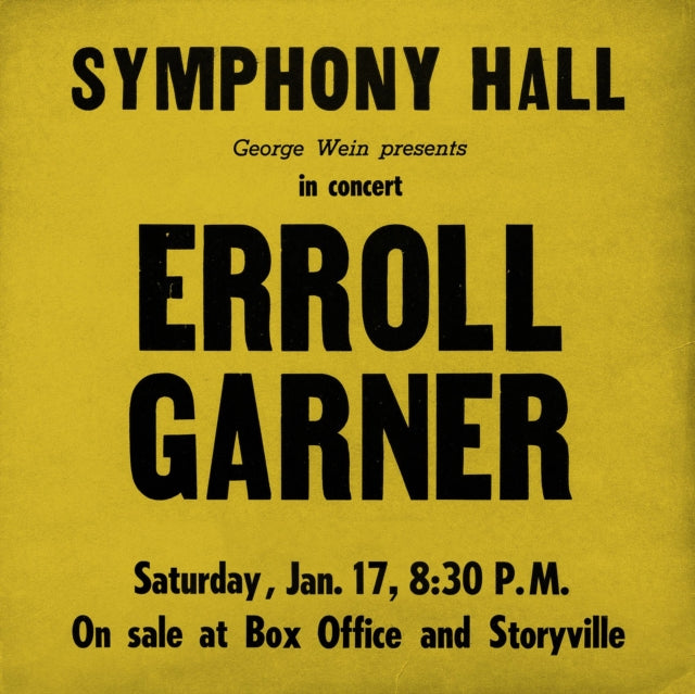 GARNER, ERROL | SYMPHONY HALL CONCERT | VINYL RECORD (LP)