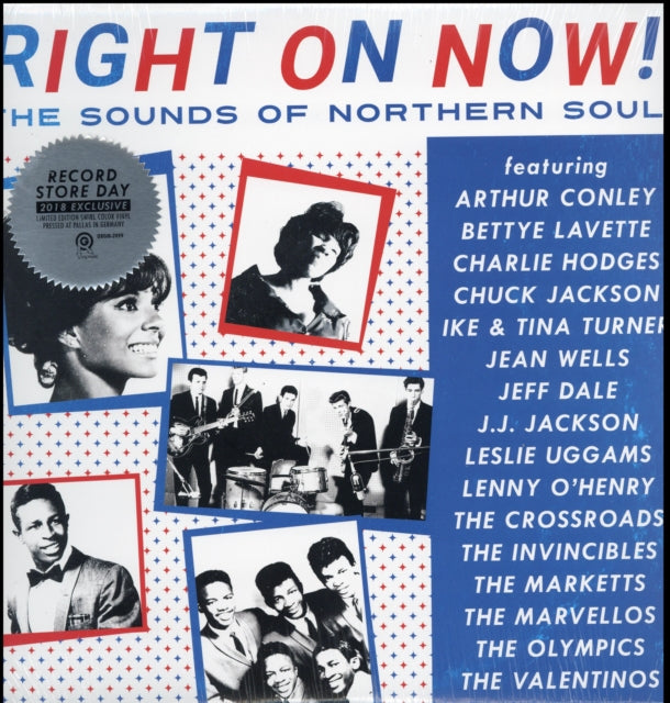 VARIOUS ARTISTS | RIGHT ON NOW! THE SOUNDS OF NORTHERN SOUL (RED WHITE & BLUE SWIRL VINYL) | VINYL RECORD (LP)