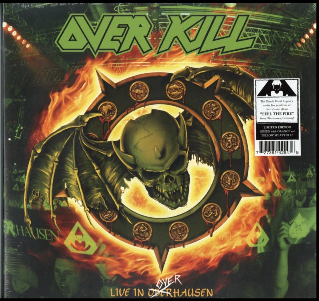 OVERKILL | FEEL THE FIRE (LIVE IN OVERHAUSEN) (2 LP, GREEN W/ ORANGE & YELLOW SPLATTER) | VINYL RECORD (LP)