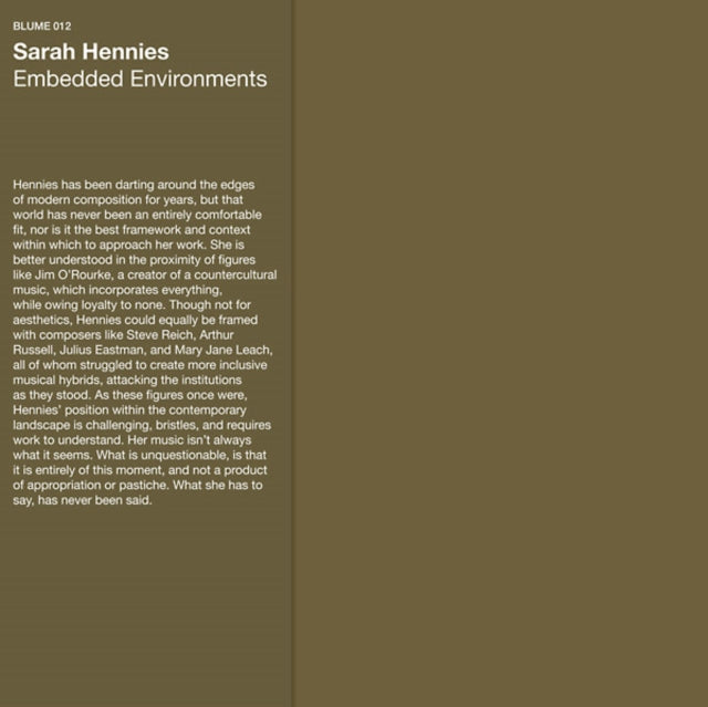 HENNIES, SARAH | EMBEDDED ENVIRONMENTS | VINYL RECORD (LP)