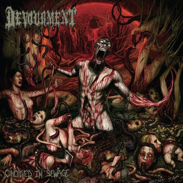 DEVOURMENT | CONCEIVED IN SEWAGE (SWAMP GREEN, RED & WHITE MERGE WITH SWAMP GREEN, RED & WHITE SPLATTER VINYL) | VINYL RECORD (LP)