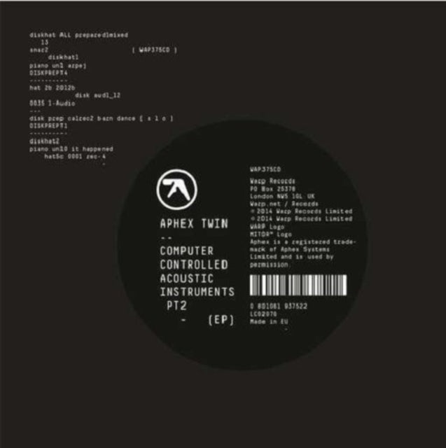 APHEX TWIN | COMPUTER CONTROLLED ACOUSTIC INSTRUMENTS PT 2 EP | VINYL RECORD (LP)