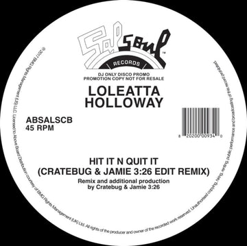 HIT IT N QUIT IT (JAMIE 3:26 & CRATEBUG EDIT) (SINGLE-SIDED VINYL) | 12IN VINYL