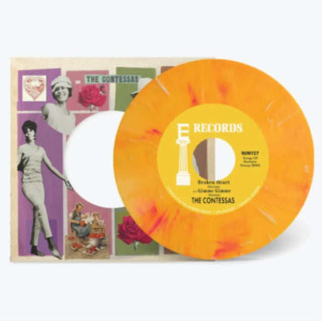 CONTESSAS | BROKEN HEART B/W GIMME GIMME (OPAQUE PEACH & WHITE MARBLE 7INCH) | 7IN VINYL
