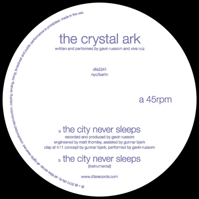CRYSTAL ARK | CITY NEVER SLEEPS | VINYL RECORD (LP)