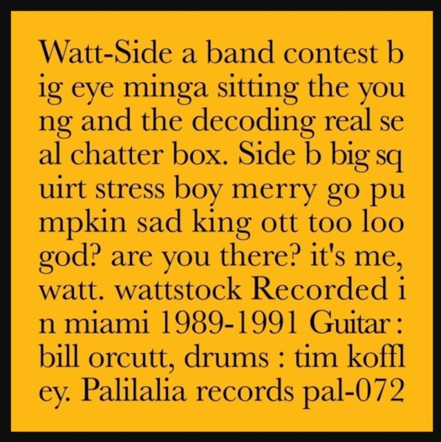 WATT | RECORDED IN MIAMI 1989-1991 | VINYL RECORD (LP)