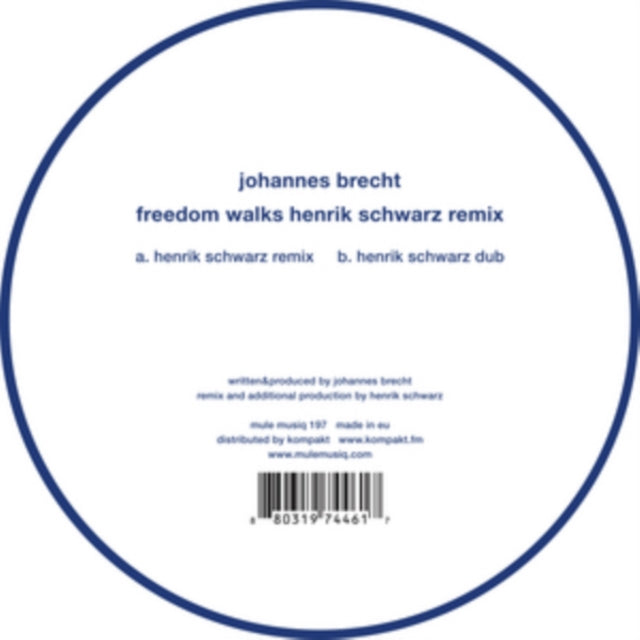 BRECHT, JOHANNES | FREEDOM WALKS HENRIK SCHWARZ REMIX | 12IN VINYL