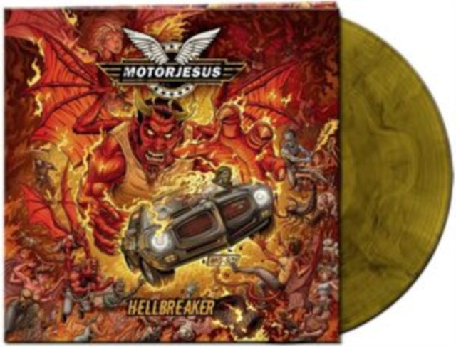 MOTORJESUS | HELLBREAKER (ORANGE/BLACK MARBLED VIYNL) | VINYL RECORD (LP)