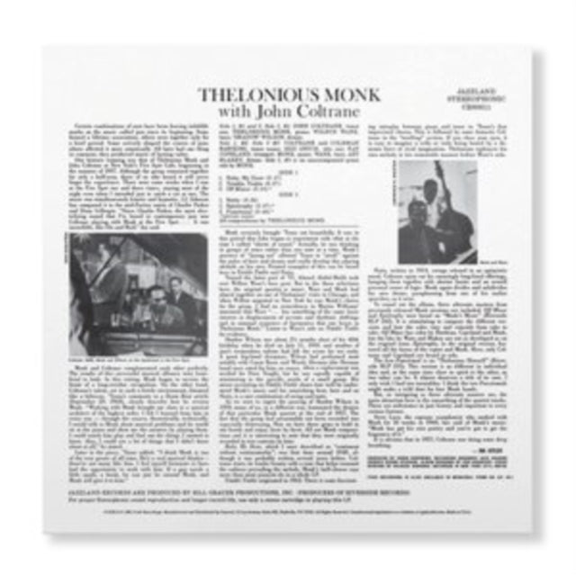 MONK, THELONIOUS & JOHN COLTRANE | THELONIOUS MONK WITH JOHN COLTRANE | VINYL RECORD (LP)