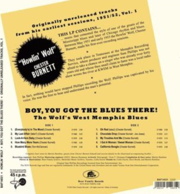 HOWLIN' WOLF | BOY, YOU GOT THE BLUES THERE! VOL. 1: THE WOLF'S WEST MEMPHIS BLUES | 10IN VINYL