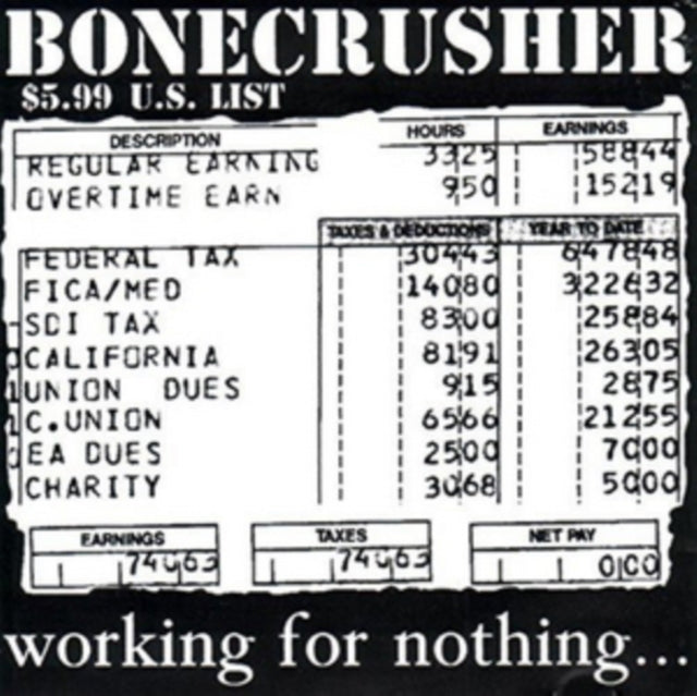 BONECRUSHER | WORKING FOR NOTHING | VINYL RECORD (LP)
