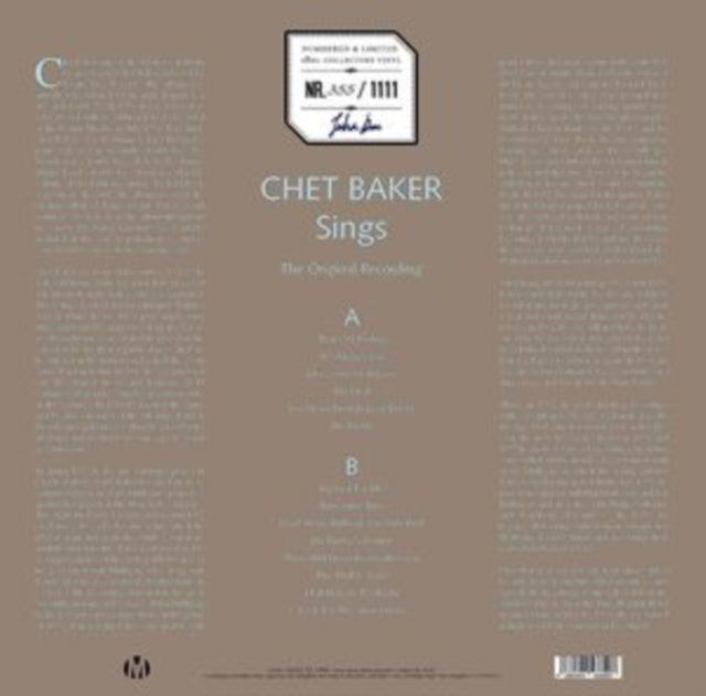 BAKER, CHET | SINGS (MARBLED VINYL) | VINYL RECORD (LP)