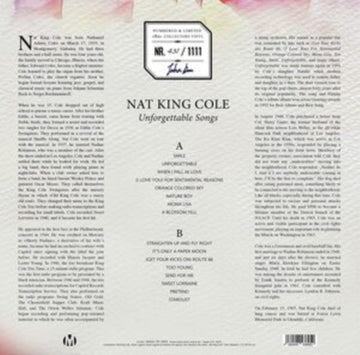 NAT KING COLE | UNFORGETTABLE SONGS | VINYL RECORD (LP)