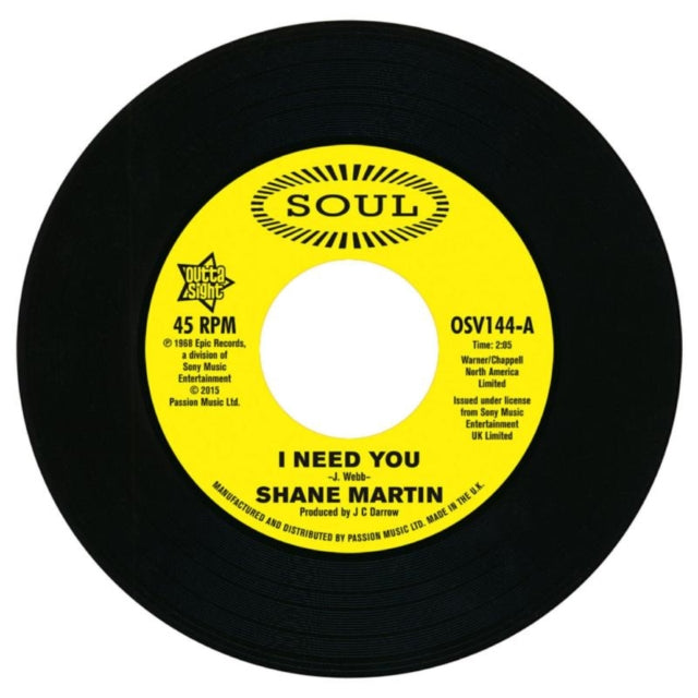 SHANE MARTIN TAJ MAHAL | I NEED YOU / A LOT OF LOVE | VINYL RECORD (LP)