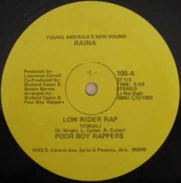 POOR BOY RAPPERS | LOW RIDER RAP 12IN | 12IN VINYL