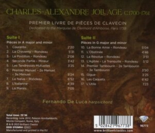 DE LUCA, FERNANDO | JOLLAGE: PREMIER LIVRE DE PIECES DE CLAVECIN | CD