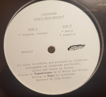 LINDSTROM FT. RONIKA | DIDN'T KNOW BETTER | 12IN VINYL