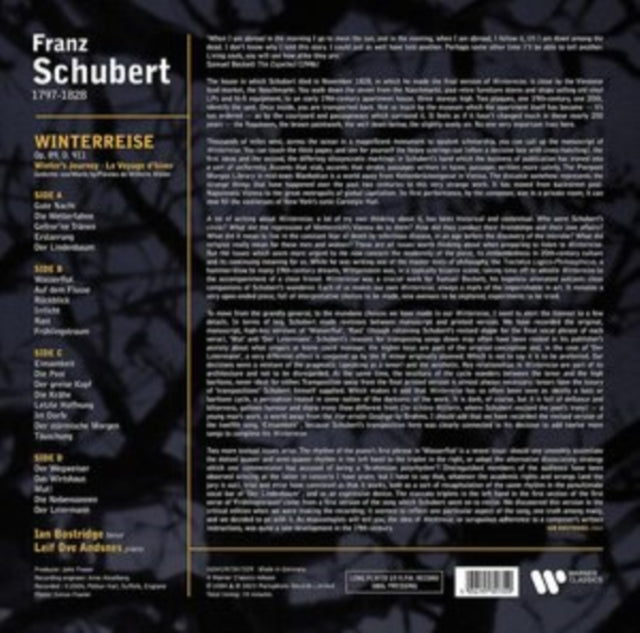 BOSTRIDGE,  IAN | SCHUBERT WINTERREISE1 (180G/2LP) | VINYL RECORD (LP)