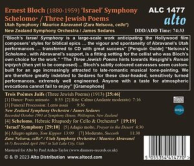 UTAH SYMPHONY ORCHESTRA | ERNEST BLOCH: ISRAEL SYM SCHELOMO (RHAPSODY FOR | CD