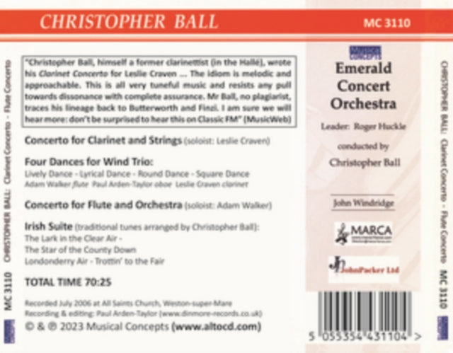 CRAVEN, LESLIE | CHRISTOPHER BALL: CLARINET & FLUTE CONCERTOS | CD