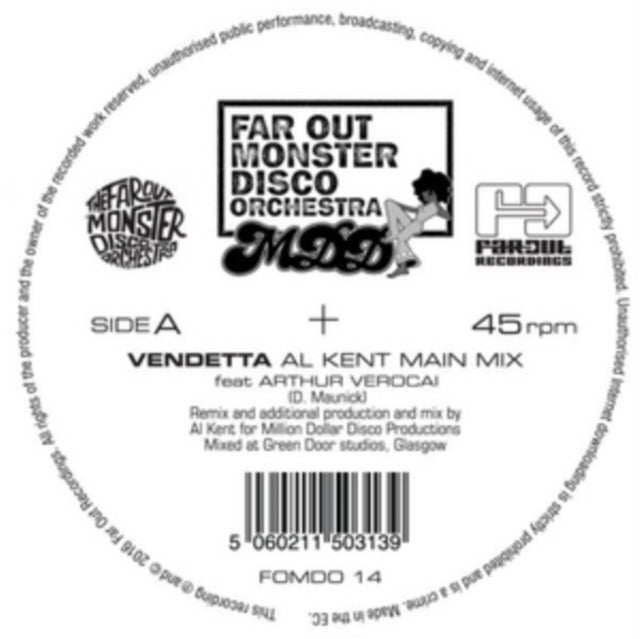 FAR OUT MONSTER DISCO ORCHESTRA / ARTHUR VEROCAI | VENDETTA (AL KENT REMIX) | 12IN VINYL