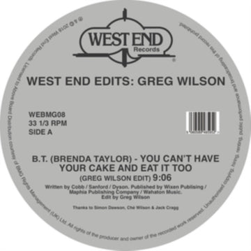WEST END EDITS: GREG WILSON FEAT. BRENDA TAYLOR, FORRRCE, RAW SILK, SHIRLEY LITES | 7IN VINYL