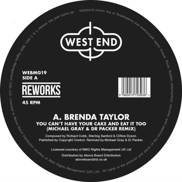 BRENDA TAYLOR | YOU CAN'T HAVE YOUR CAKE & EAT IT TOO (MICHAEL GRAY & DR PACKER REMIX) | 12IN VINYL