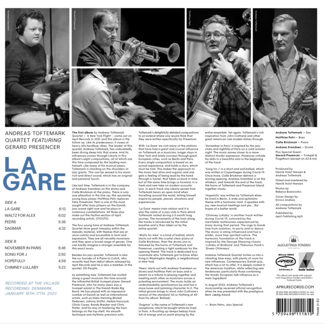 TOFTEMARK, ANDREAS QUARTET FEAT. GERARD PRESENCER | LA GARE | VINYL RECORD (LP)