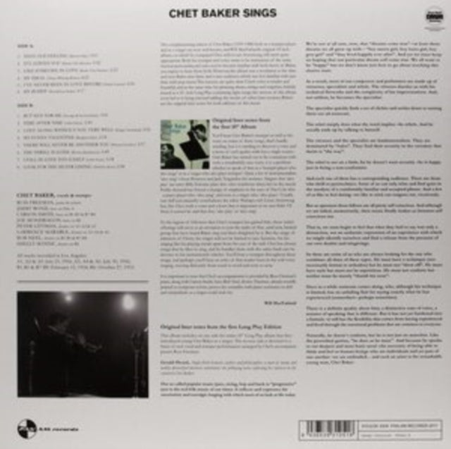 BAKER, CHET | SINGS | VINYL RECORD (LP)