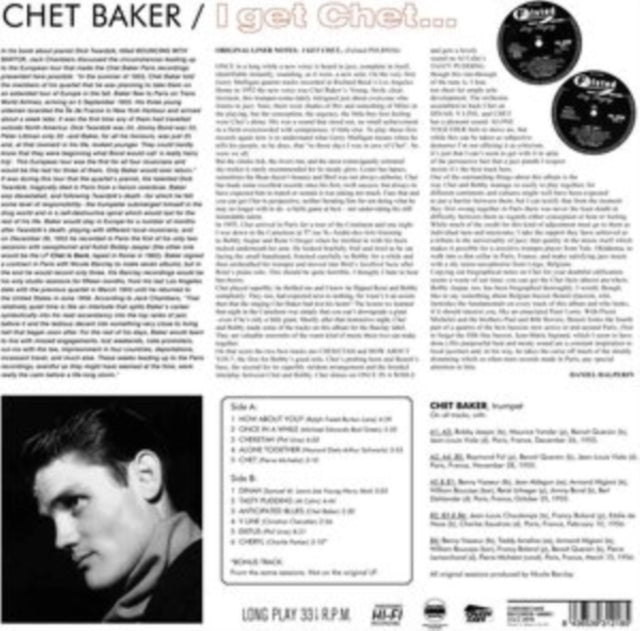 BAKER, CHET | I GET CHET | VINYL RECORD (LP)