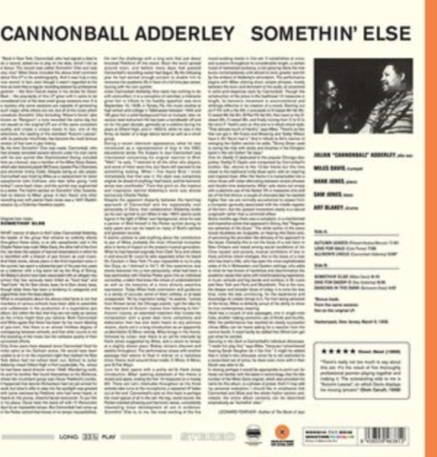 ADDERLEY, CANNONBALL | SOMETHIN ELSE (1 BONUS TRACK) (LIMITED 180G/DMM SOLID ORANGE COLORED VINYL) | VINYL RECORD (LP)