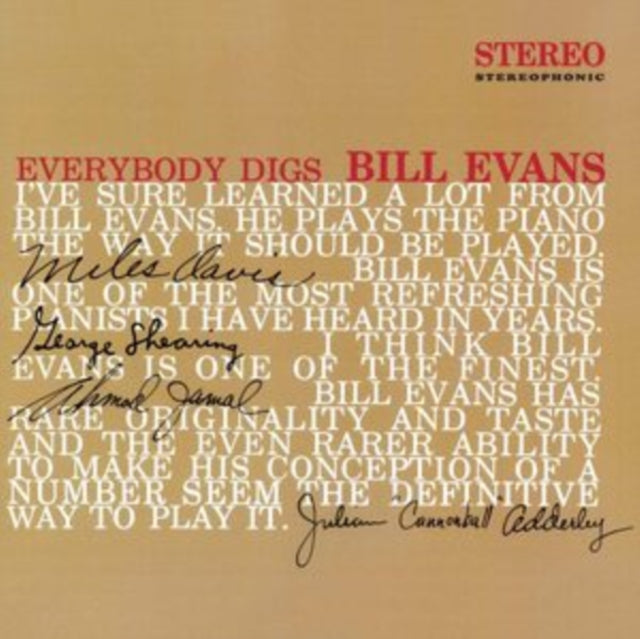EVANS, BILL | EVERYBODY DIGS BILL EVANS (LIMITED/SOLID RED VINYL/180G/DMM) | VINYL RECORD (LP)