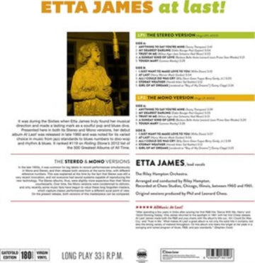 JAMES, ETTA | AT LAST (ORIGINAL STEREO & MONO VERSIONS/2LP GATEFOLD) | VINYL RECORD (LP)