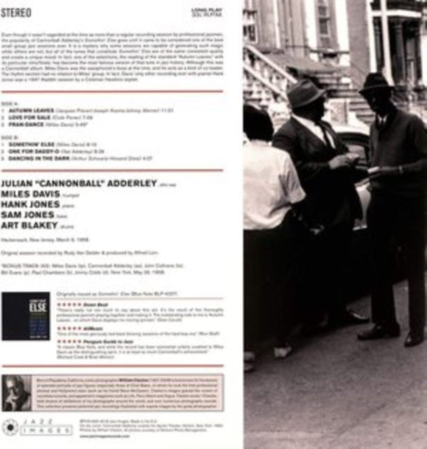 CANNONBALL ADDERLEY & MILES DAVIS | SOMETHIN' ELSE (180G PURE VIRGIN) | VINYL RECORD (LP)